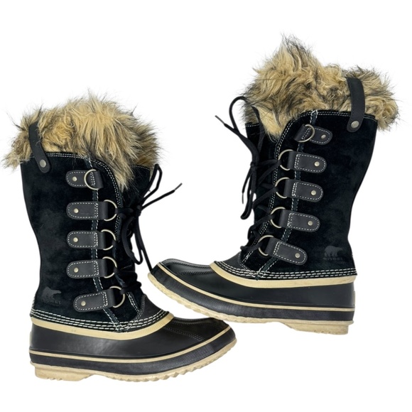 SOREL Joan of Arctic II Black Suede Faux Fur Waterproof Snow Boots - Picture 12 of 12